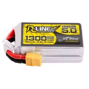 Batterie LiPo Tattu R-Line V5.0 1300mAh 14.8V 150C 4S1P avec connecteur XT60