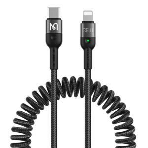Câble USB-C vers Lightning à ressort Mcdodo CA-1960 36W, 1.8m - Noir