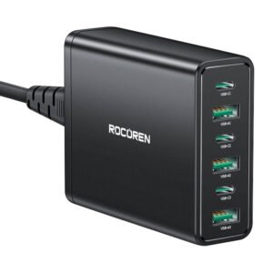 Chargeur puissant Rocoren 60W - 3x USB-C, 3x USB-A - Noir