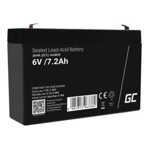 Batterie sans entretien AGM VRLA Green Cell AGM39 6V 7.2Ah (pour système d'alarme, caisse, jouet)