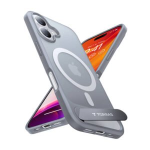 Étui Torras Pstand Series pour iPhone 16 Plus - Gris Titane