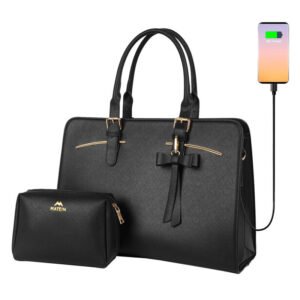 Sac ordinateur portable 15.6'' pour femme avec trousse - Matein 1310 Noir USB