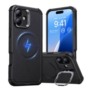 Coque ESR Cyber Tough HaloLock avec support pour iPhone 16 - Noir