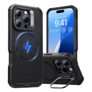 Coque ESR Cyber Tough HaloLock avec support pour iPhone 16 Pro - Noir