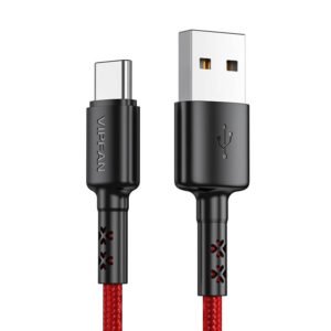 Câble USB vers USB-C - Vipfan X02, 3A, 1.8m - Rouge