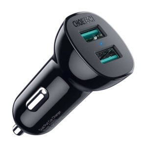 Chargeur de voiture Choetech C0051, 30W QC 3.0 à Double Ports - Noir
