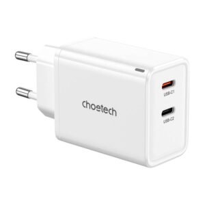 Chargeur réseau GaN Choetech PD6013 - 2x USB-C, PD65W - Blanc