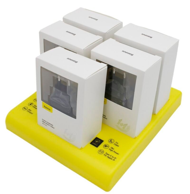Chargeur Baseus USB-C Power Delivery 18W 3A + Câble USB-C vers Lightning 2,4A 1m Noir (Lot de 5) – Image 3
