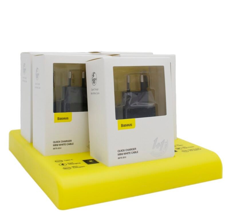 Chargeur Baseus USB-C Power Delivery 18W 3A + Câble USB-C vers Lightning 2,4A 1m Noir (Lot de 5)