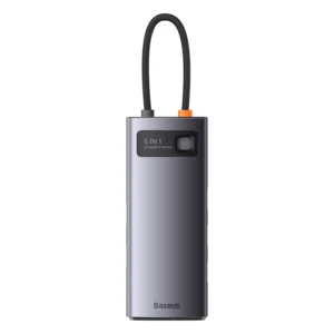 Hub 6-en-1 Baseus Metal Gleam Series, USB-C vers 3x USB 3.0 + 2x HDMI + USB-C PD