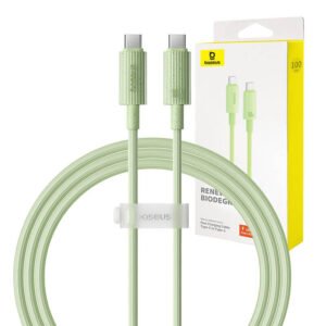 Câble de charge rapide Baseus USB-C vers USB-C Série Habitat 1m 100W - Vert